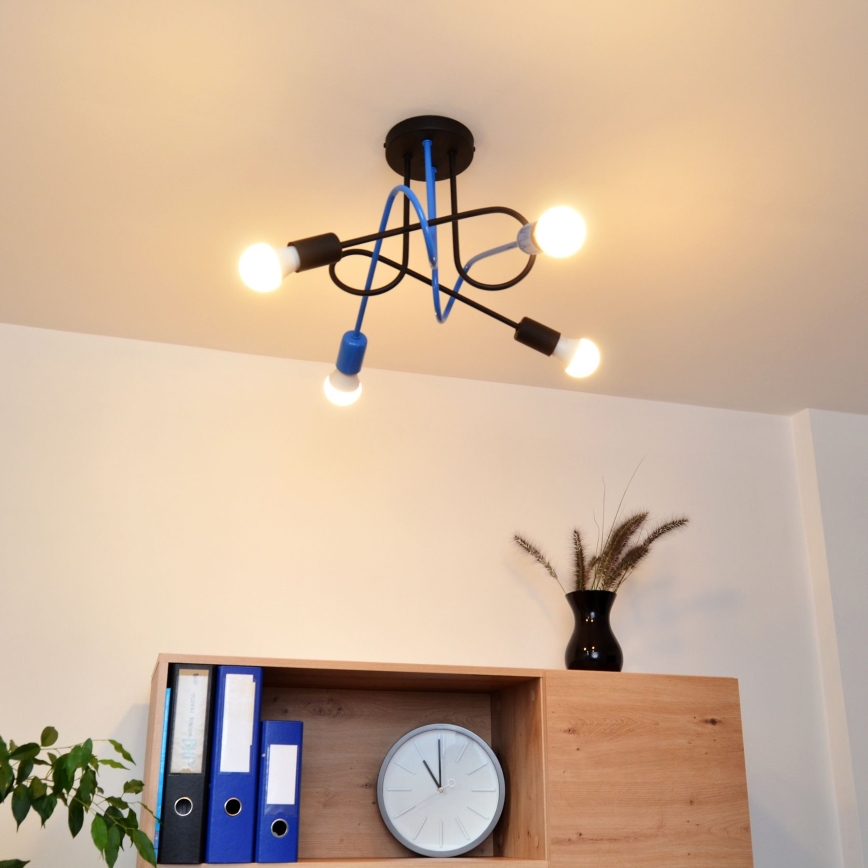 Felületre szerelhető csillár OXFORD 4xE27/15W/230V fekete/kék