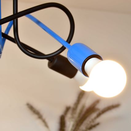 Felületre szerelhető csillár OXFORD 4xE27/15W/230V fekete/kék