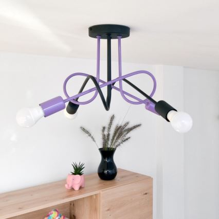 Felületre szerelhető csillár OXFORD 4xE27/15W/230V fekete/lila
