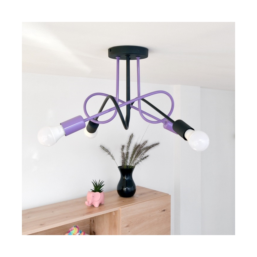 Felületre szerelhető csillár OXFORD 4xE27/15W/230V fekete/lila