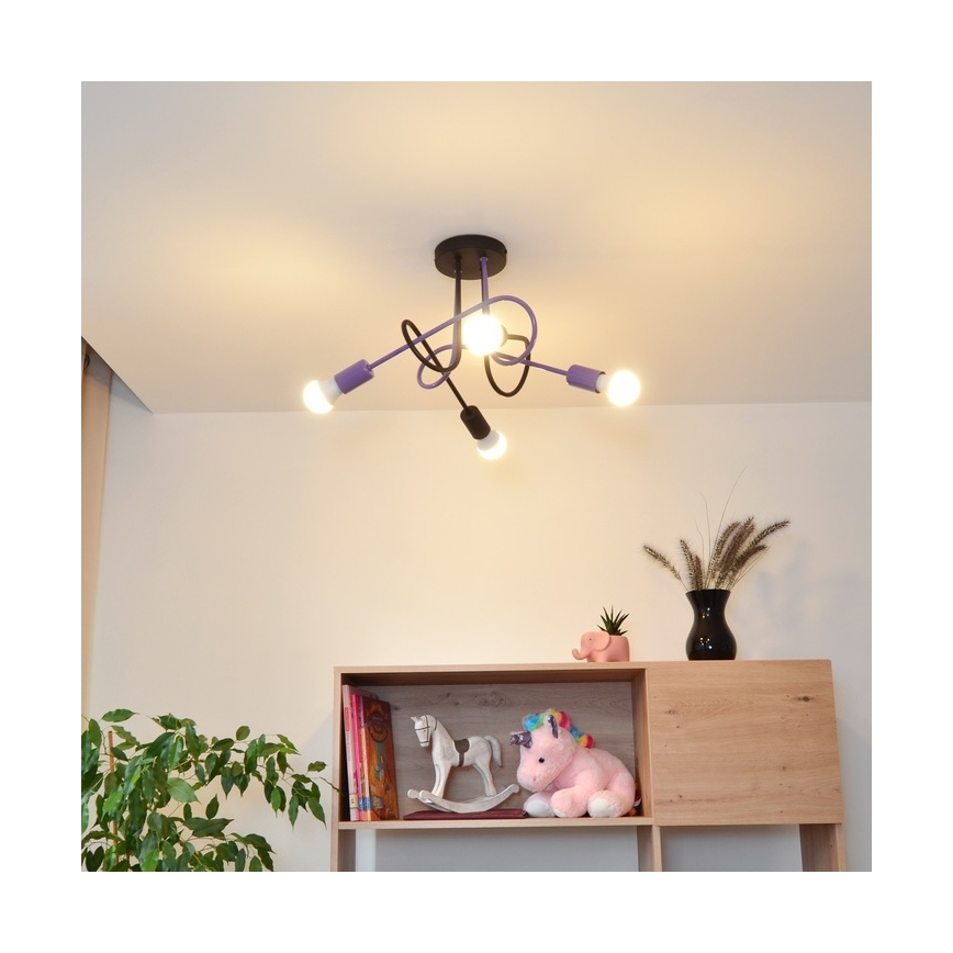 Felületre szerelhető csillár OXFORD 4xE27/15W/230V fekete/lila