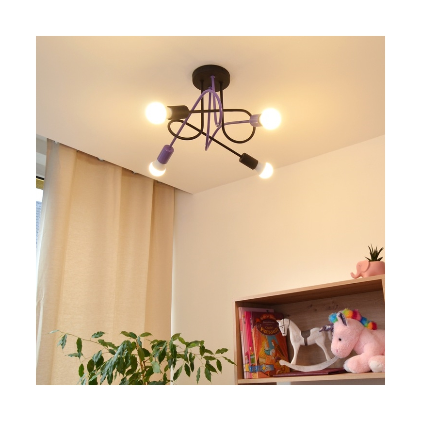 Felületre szerelhető csillár OXFORD 4xE27/15W/230V fekete/lila