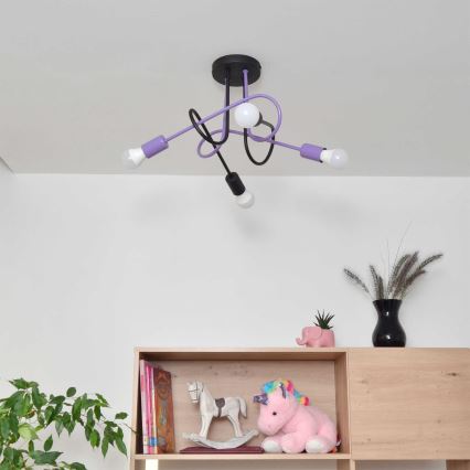Felületre szerelhető csillár OXFORD 4xE27/15W/230V fekete/lila