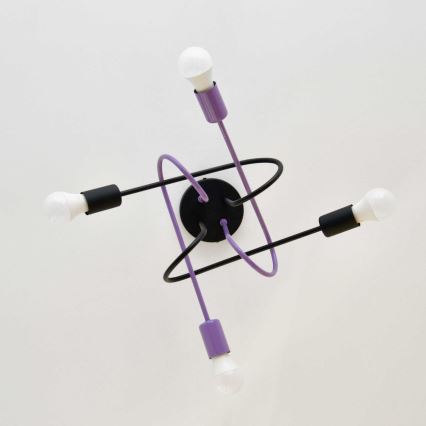 Felületre szerelhető csillár OXFORD 4xE27/15W/230V fekete/lila