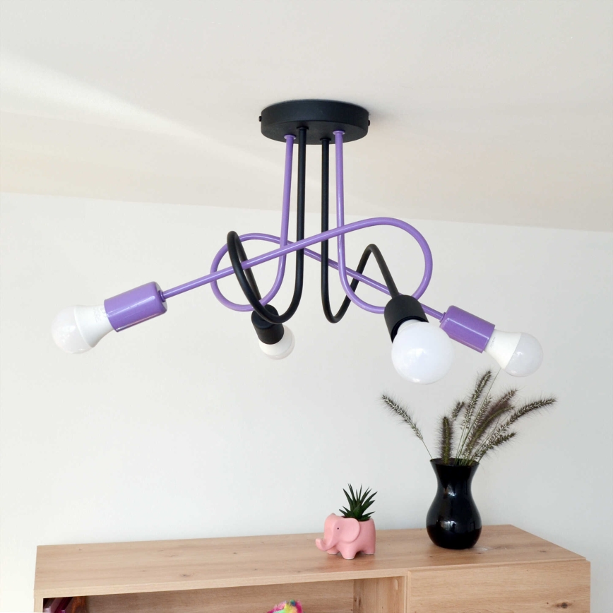 Felületre szerelhető csillár OXFORD 4xE27/15W/230V fekete/lila