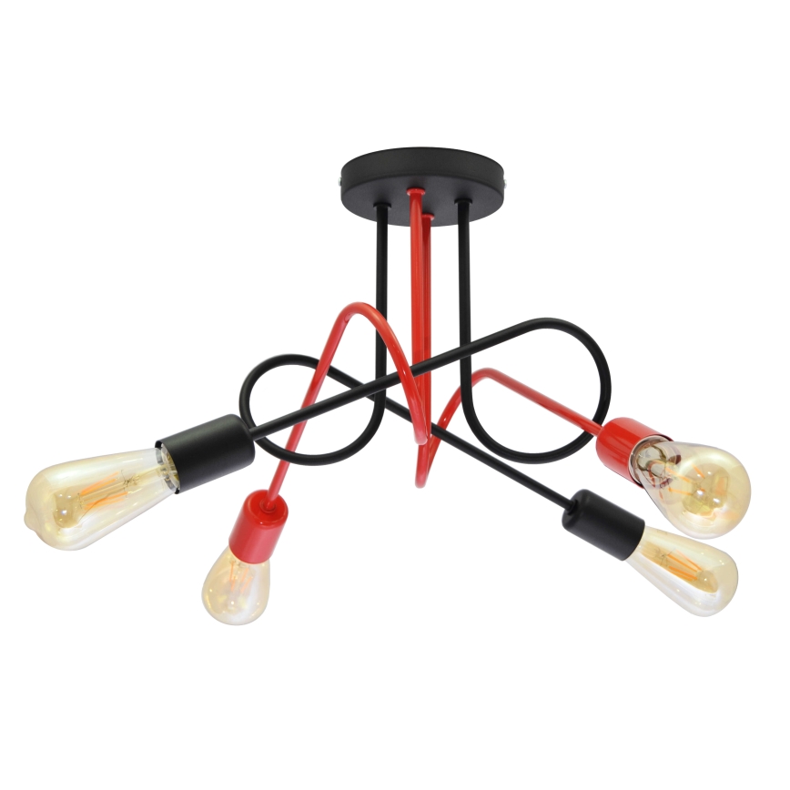 Felületre szerelhető csillár OXFORD 4xE27/15W/230V fekete/piros