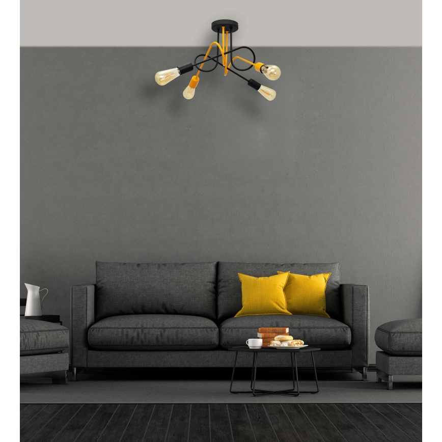 Felületre szerelhető csillár OXFORD 4xE27/15W/230V fekete/sárga
