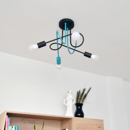 Felületre szerelhető csillár OXFORD 4xE27/15W/230V fekete/türkiz