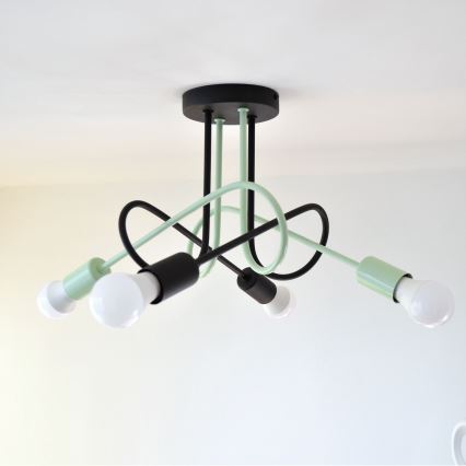 Felületre szerelhető csillár OXFORD 4xE27/15W/230V fekete/zöld