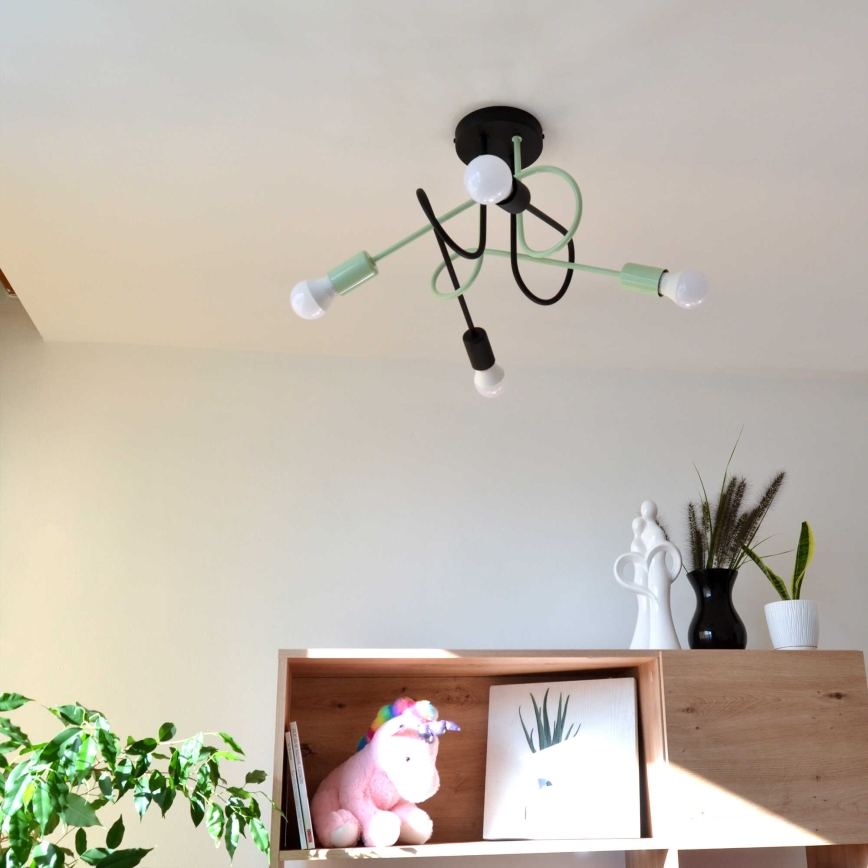 Felületre szerelhető csillár OXFORD 4xE27/15W/230V fekete/zöld