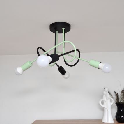 Felületre szerelhető csillár OXFORD 4xE27/15W/230V fekete/zöld