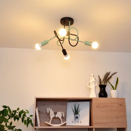 Felületre szerelhető csillár OXFORD 4xE27/15W/230V fekete/zöld