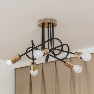 Felületre szerelhető csillár OXFORD 5xE27/15W/230V arany/fekete