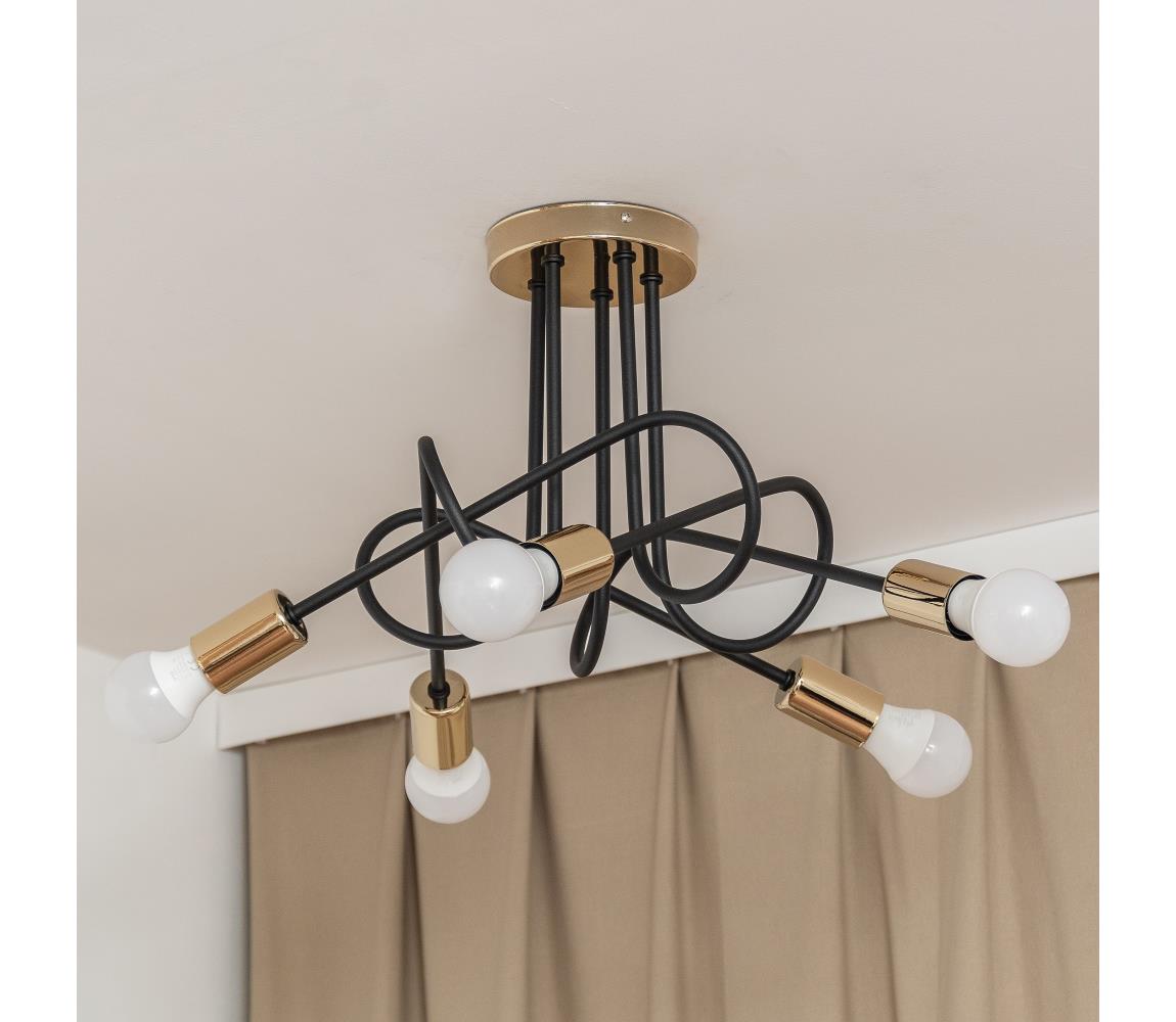 Felületre szerelhető csillár OXFORD 5xE27/15W/230V arany/fekete W