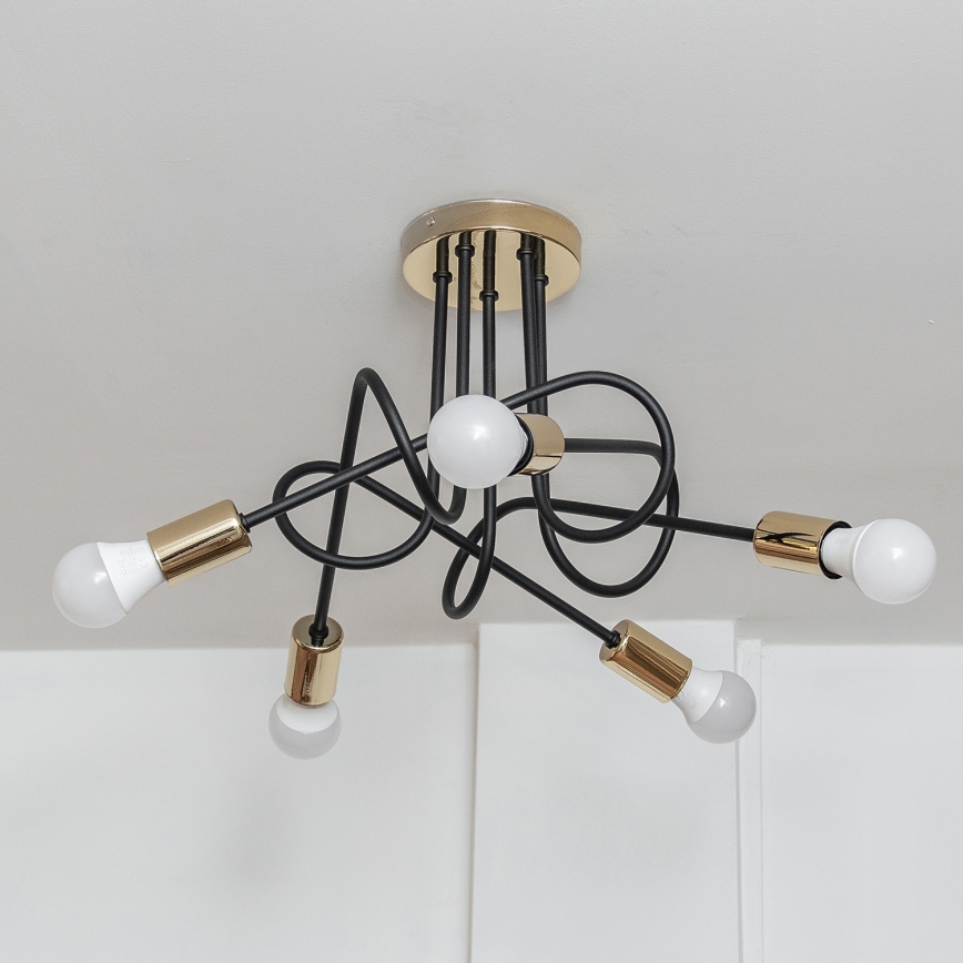 Felületre szerelhető csillár OXFORD 5xE27/15W/230V arany/fekete