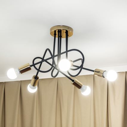 Felületre szerelhető csillár OXFORD 5xE27/15W/230V arany/fekete