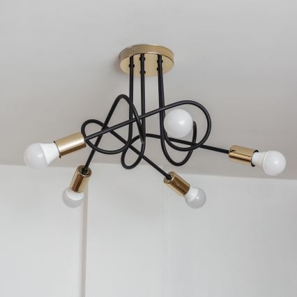 Felületre szerelhető csillár OXFORD 5xE27/15W/230V arany/fekete