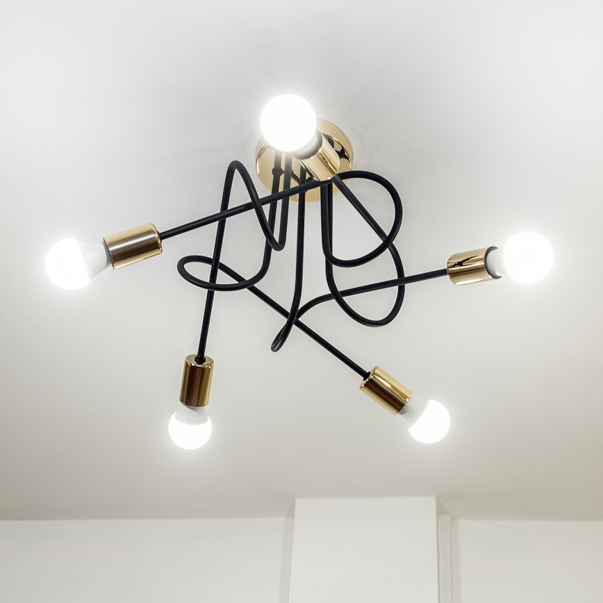 Felületre szerelhető csillár OXFORD 5xE27/15W/230V arany/fekete