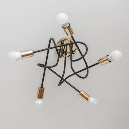 Felületre szerelhető csillár OXFORD 5xE27/15W/230V arany/fekete