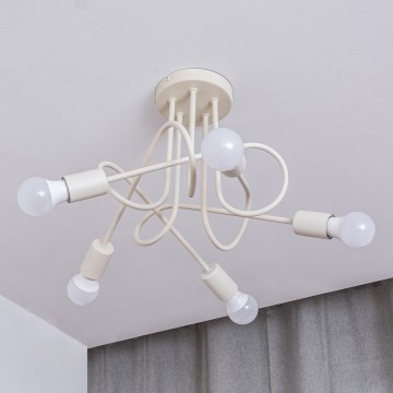 Felületre szerelhető csillár OXFORD 5xE27/15W/230V krémszínű