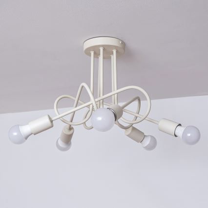 Felületre szerelhető csillár OXFORD 5xE27/15W/230V krémszínű