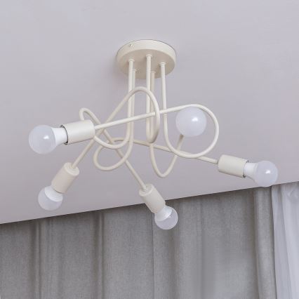 Felületre szerelhető csillár OXFORD 5xE27/15W/230V krémszínű