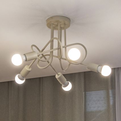 Felületre szerelhető csillár OXFORD 5xE27/15W/230V krémszínű