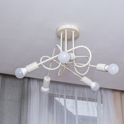 Felületre szerelhető csillár OXFORD 5xE27/15W/230V krémszínű