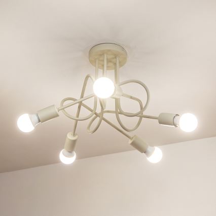 Felületre szerelhető csillár OXFORD 5xE27/15W/230V krémszínű