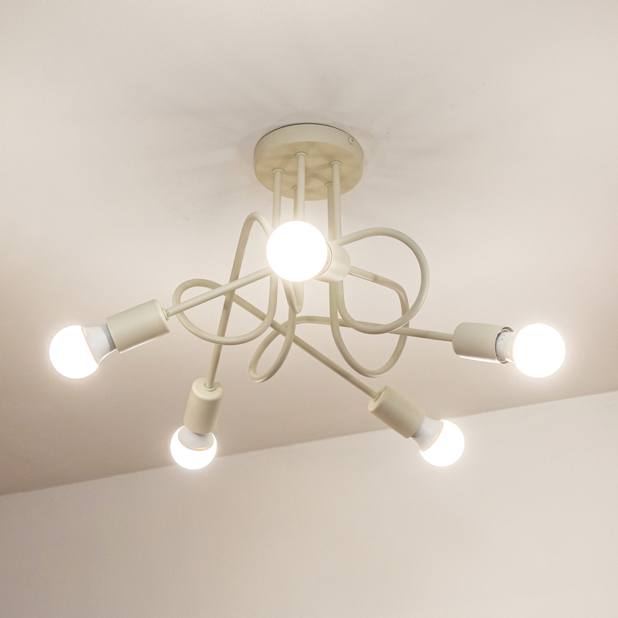 Felületre szerelhető csillár OXFORD 5xE27/15W/230V krémszínű