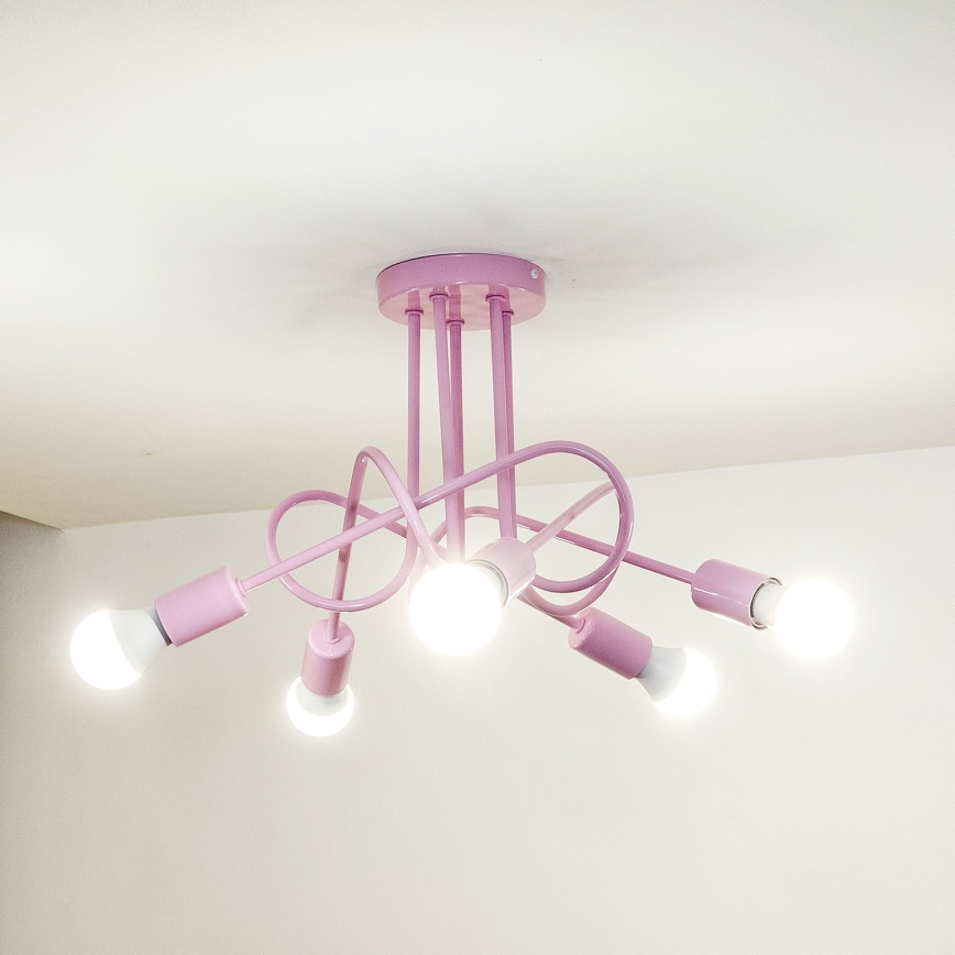 Felületre szerelhető csillár OXFORD 5xE27/15W/230V rózsaszín