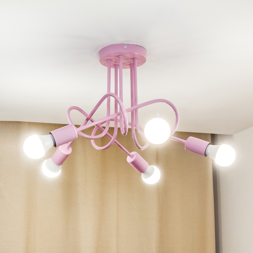 Felületre szerelhető csillár OXFORD 5xE27/15W/230V rózsaszín