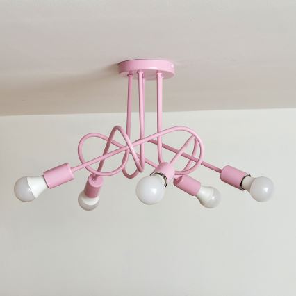 Felületre szerelhető csillár OXFORD 5xE27/15W/230V rózsaszín