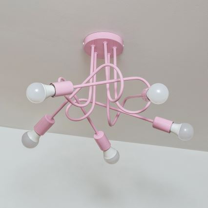 Felületre szerelhető csillár OXFORD 5xE27/15W/230V rózsaszín