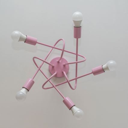 Felületre szerelhető csillár OXFORD 5xE27/15W/230V rózsaszín