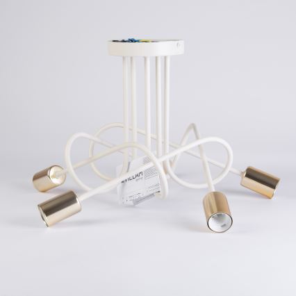 Felületre szerelhető csillár OXFORD 5xE27/15W/230V sárgaréz/fehér