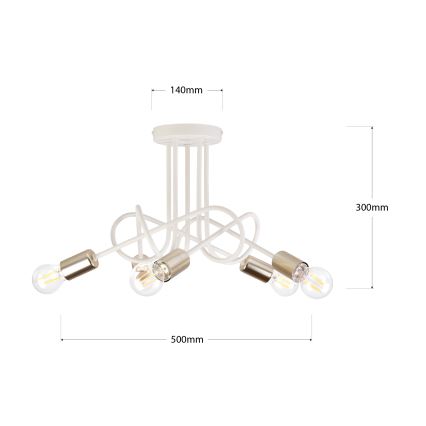 Felületre szerelhető csillár OXFORD 5xE27/15W/230V sárgaréz/fehér