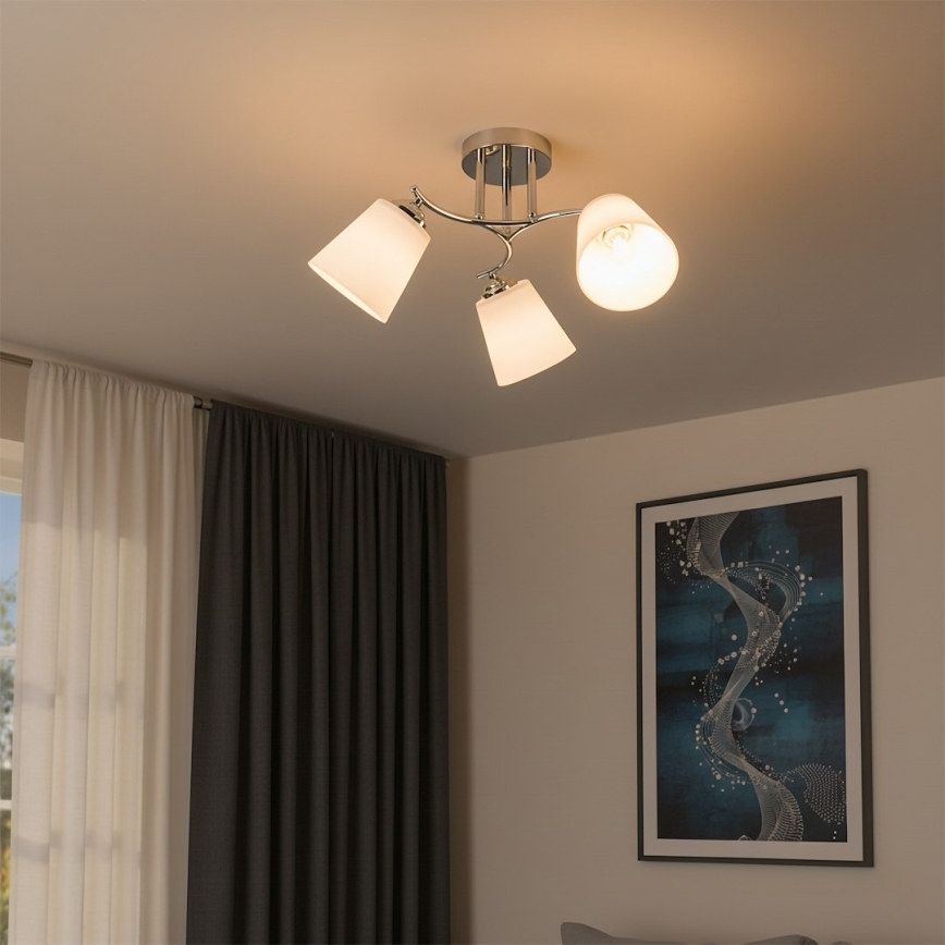 Felületre szerelhető csillár PAFOS 3xE27/15W/230V fényes króm