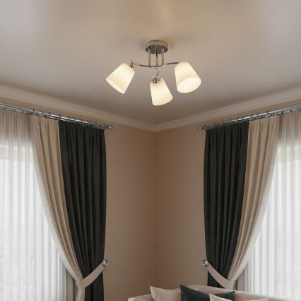 Felületre szerelhető csillár PAFOS 3xE27/15W/230V fényes króm