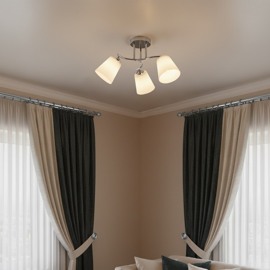 Felületre szerelhető csillár PAFOS 3xE27/15W/230V fényes króm