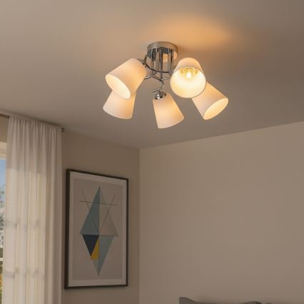 Felületre szerelhető csillár PAFOS 5xE27/15W/230V fényes króm