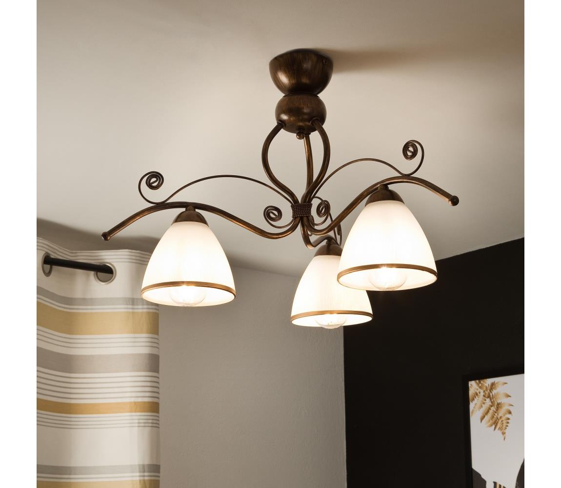 Felületre szerelhető csillár  RETRO 3xE27/60W/230V bronz patina LM