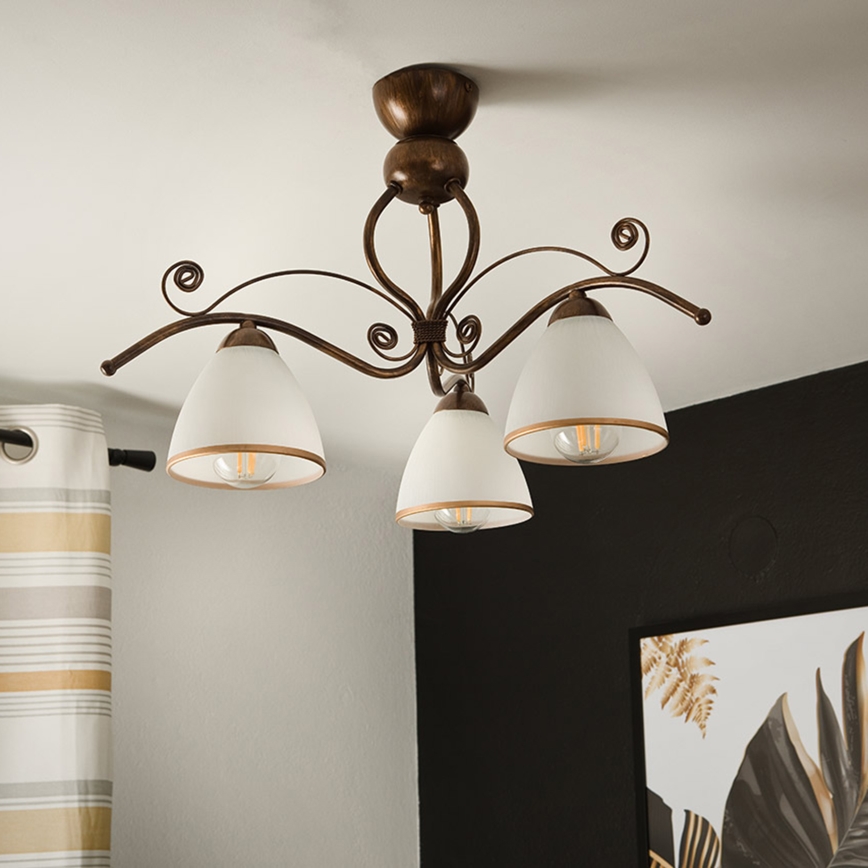 Felületre szerelhető csillár  RETRO 3xE27/60W/230V bronz patina