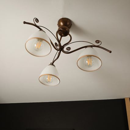 Felületre szerelhető csillár  RETRO 3xE27/60W/230V bronz patina