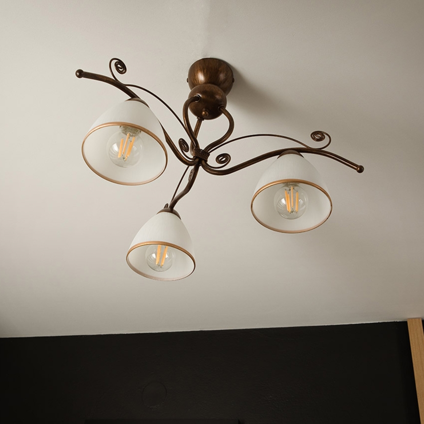 Felületre szerelhető csillár  RETRO 3xE27/60W/230V bronz patina