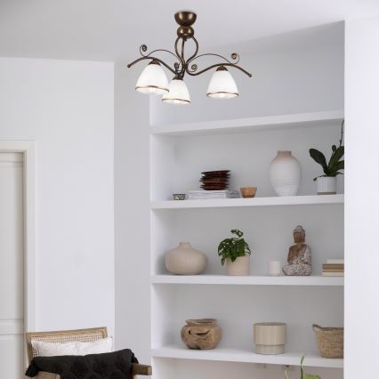 Felületre szerelhető csillár  RETRO 3xE27/60W/230V bronz patina