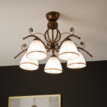 Felületre szerelhető csillár  RETRO 5xE27/60W/230V bronz patina