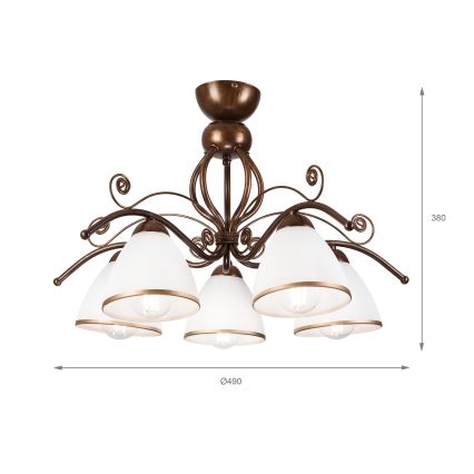 Felületre szerelhető csillár  RETRO 5xE27/60W/230V bronz patina