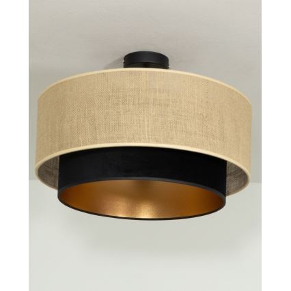 Felületre szerelhető csillár SARTA 1xE27/60W/230V, átm. 45 cm, fekete/juta