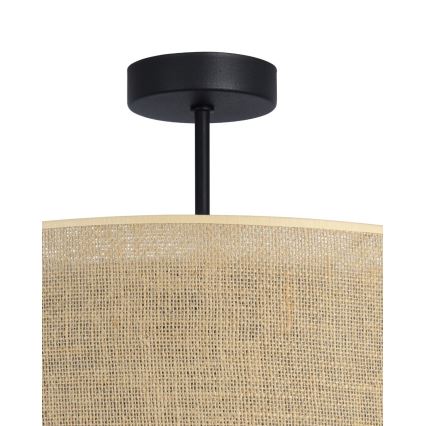 Felületre szerelhető csillár SARTA 1xE27/60W/230V, átm. 45 cm, fekete/juta
